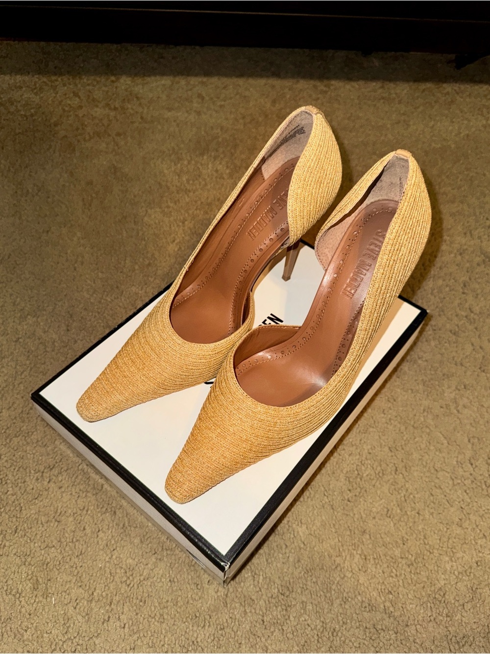 Steve Madden Natural Woven Pointed-Toe Pumps